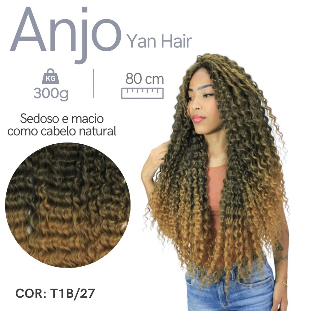 Cabelo Orgânico Cacheado Para Mega Hair Anjo Plus 80Cm 300Gr + Agulha