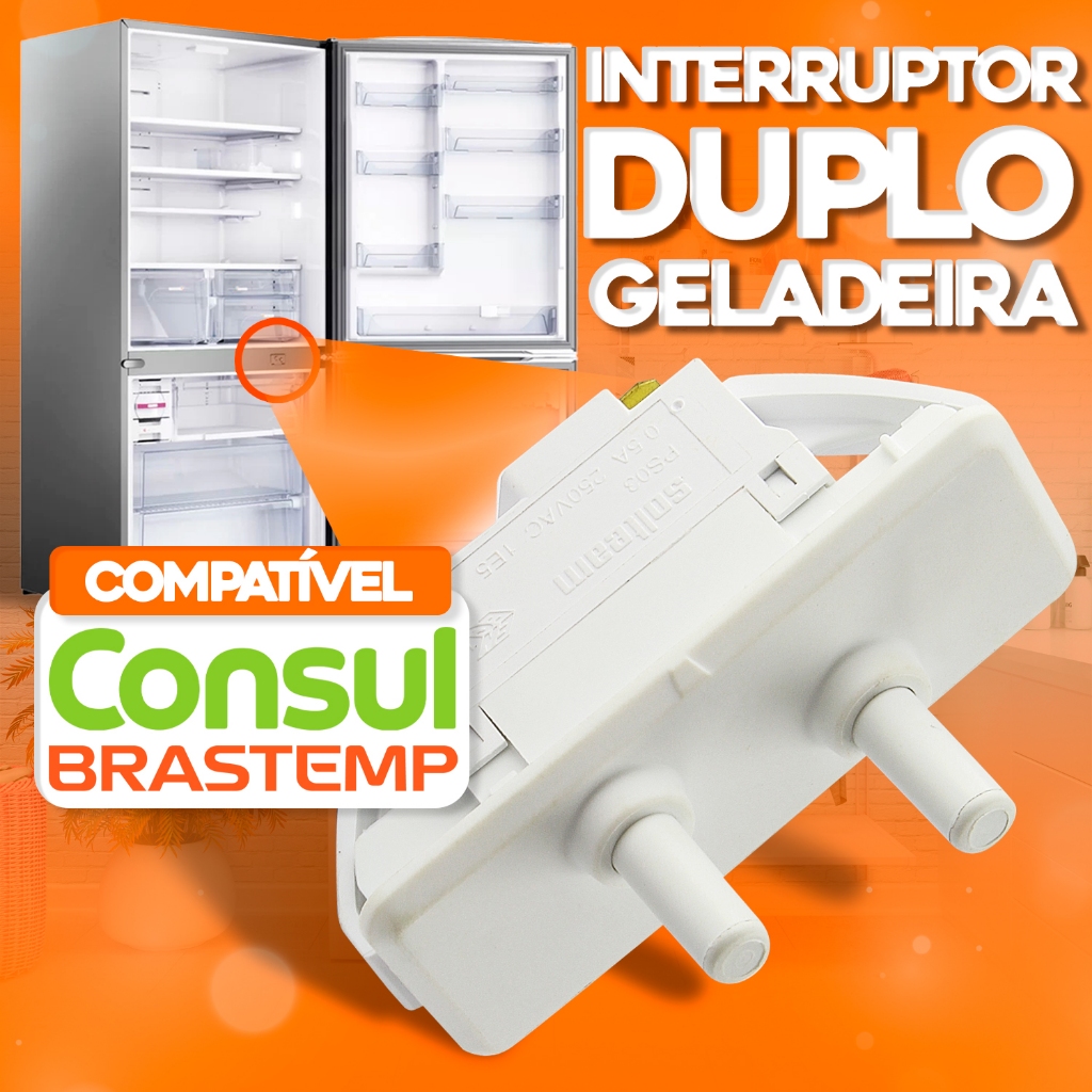 Interruptor Duplo Branco Geladeira Brastemp Consul Original W11510292 / W10816021 para Vários Modelos em Oferta na Shopee