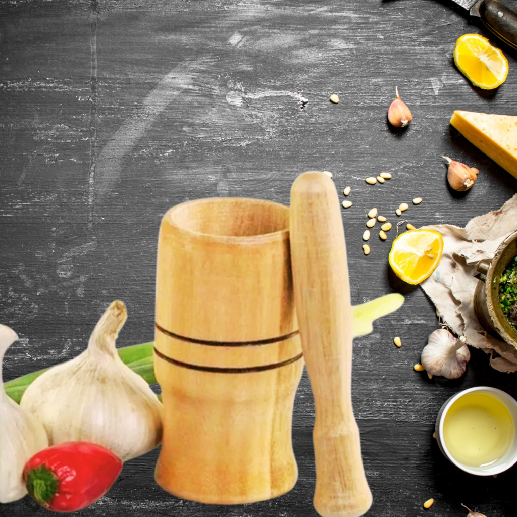 Pilão Socador de Alho Tempero Pimenta Cozinha Madeira Domestico Restaurante Bar em Oferta na Shopee