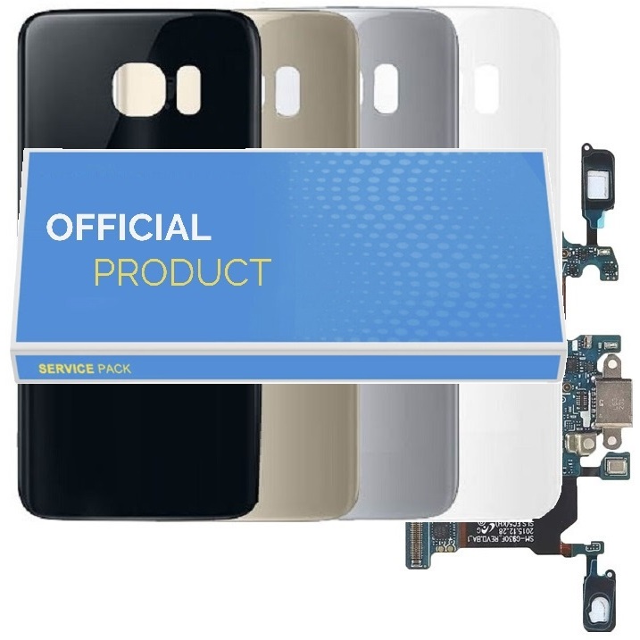 Kit Tampa Traseira + Flex Conector Carga Compatível Galaxy S7 G930 + 100% Vidro + Com Logo!