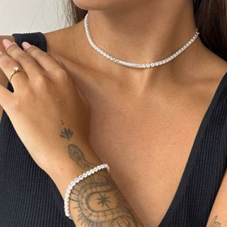 Kit Colar e Pulseira Riviera Zircônia a Prata 925 em Oferta na Shopee