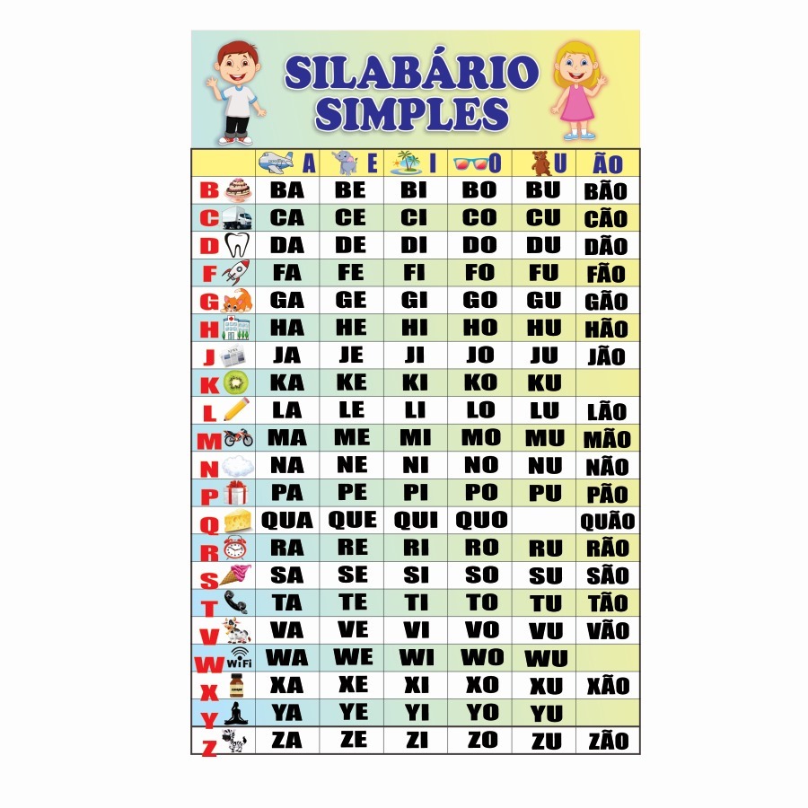 Banner Pedagógico Silabário Simples 40x60cm em Oferta na Shopee