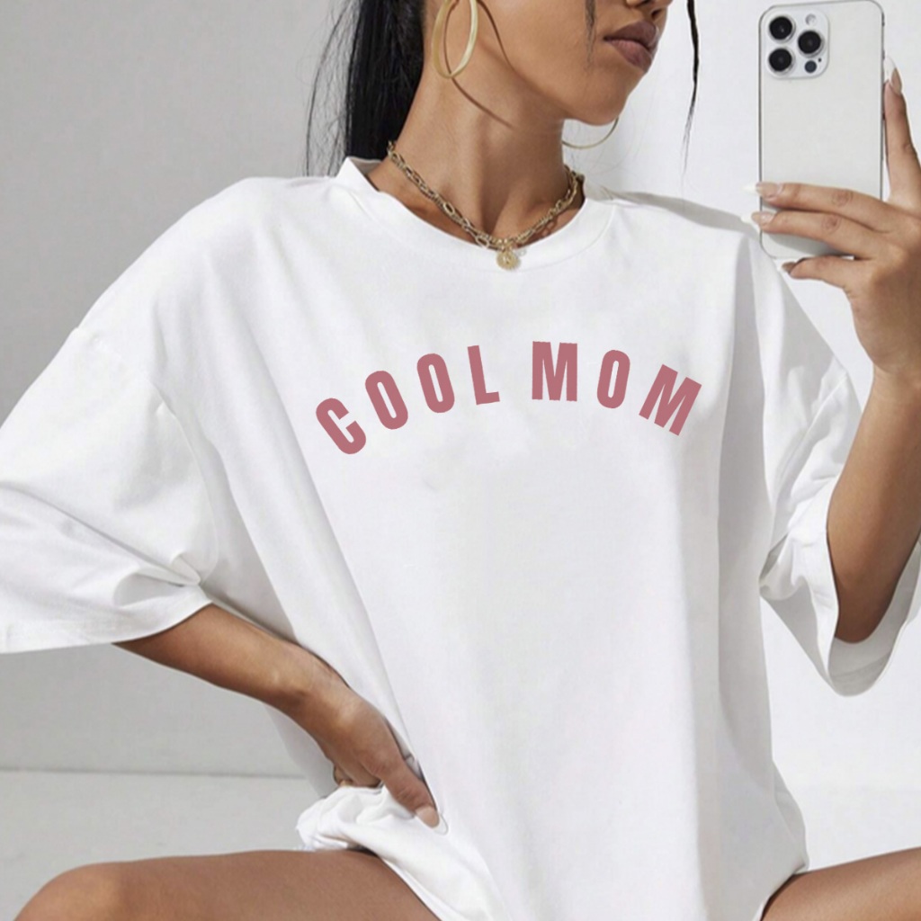 T Shirt Estilosa Confortável Blusa Casual Minimalista Camiseta Oversized Estampa Cool Mom Básica Di