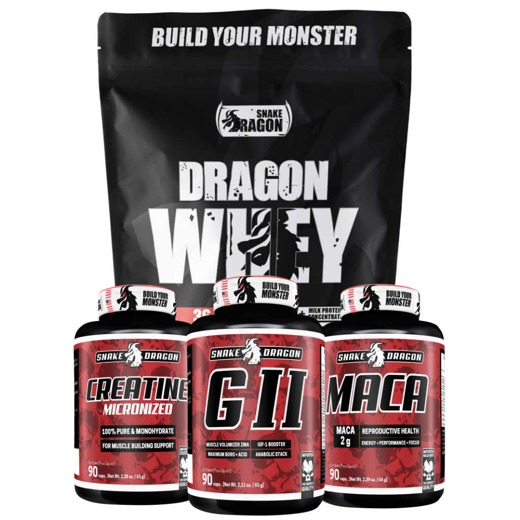 Kit Suplemento - Whey Protein Concentrado e Isolado, 500g + Creatina 100% Pura, 90 cáps + Maca Peruana, 90 cáps + GII, 90 cáps