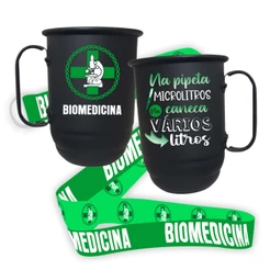 Caneca de alumínio 500ml com tirante personalizado- BIOMEDICINA