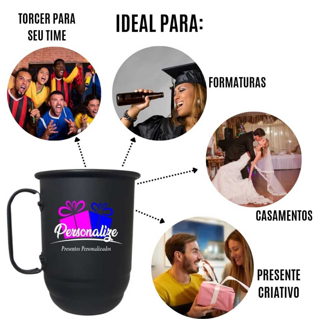 Caneca de alumínio 500ml com tirante personalizado- BIOMEDICINA — imagem 2 de 2