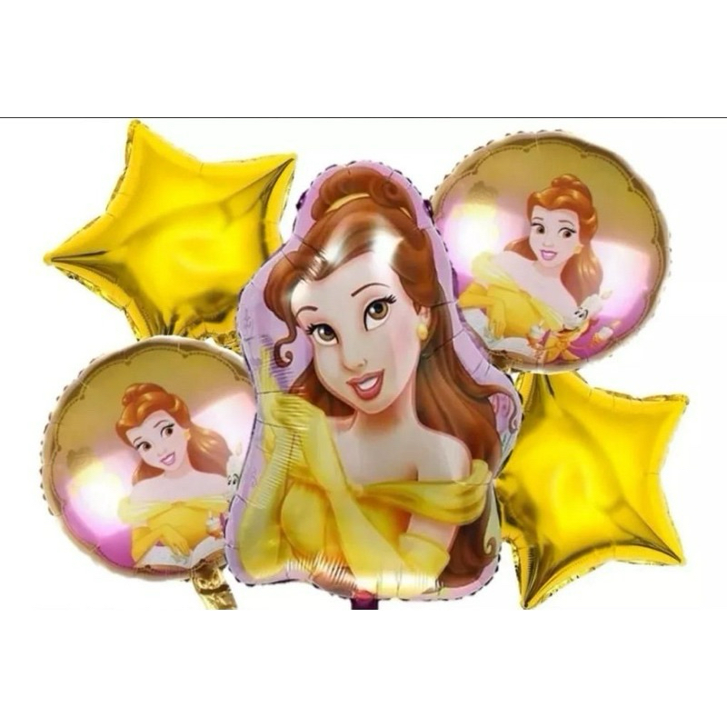kit C/5 Balões Metalizado Princesa Bela