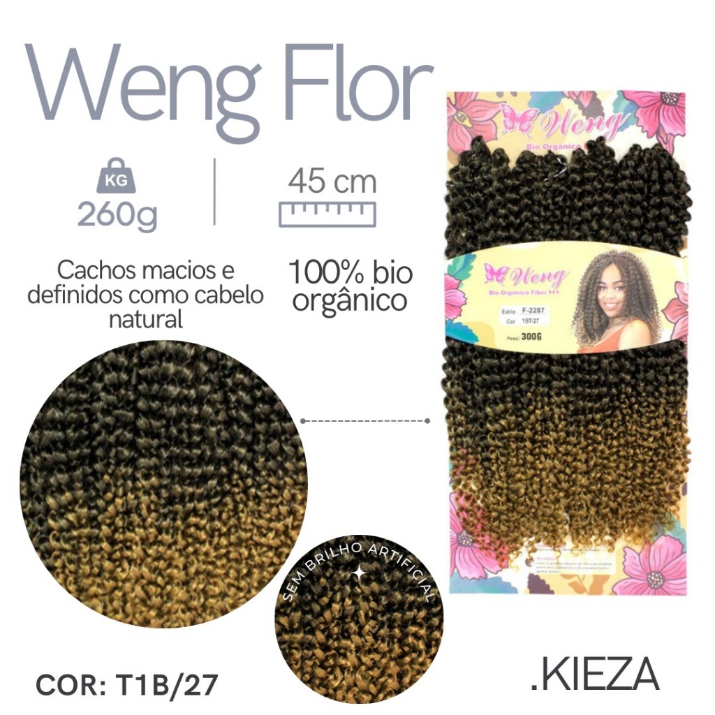 Cabelo Orgânico Cacheado Mega Hair - Crochet Weng 45Cm 260 Gr Macio Sedoso Idêntico Ao Natural