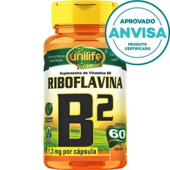 Vitamina B2 (Riboflavina) - 60 Cápsulas 500mg - Unilife Vitamins
