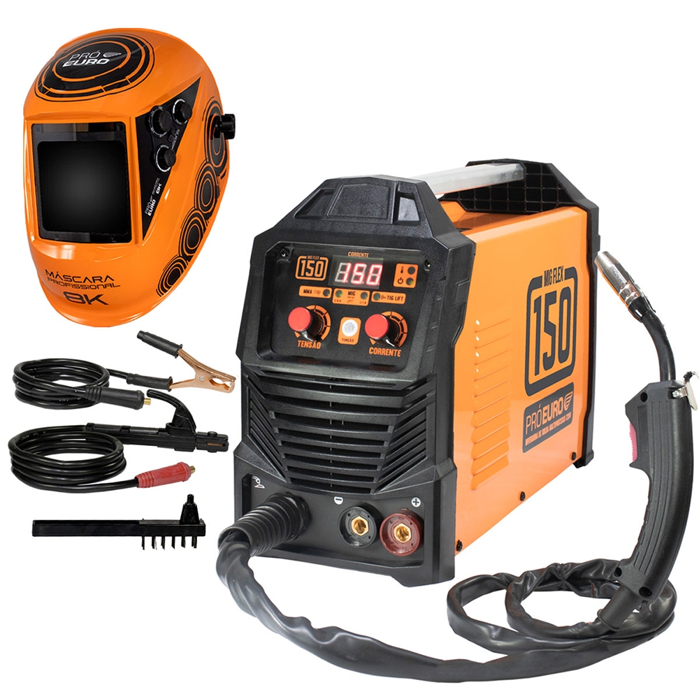 MAQUINA DE SOLDA MULTIPROCESSO 150A BIVOLT + MASCARA 8K PRO EURO - Home & Living