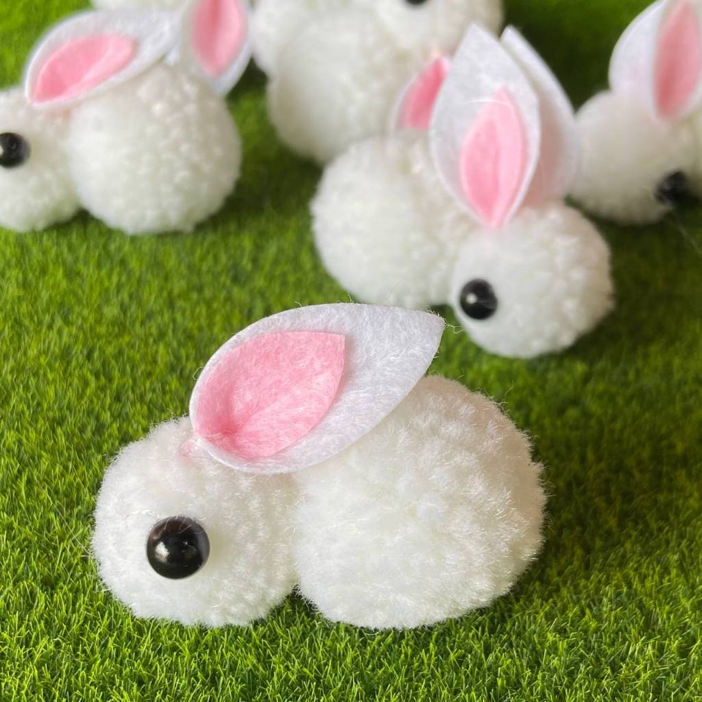 APLIQUE COELHO POMPOM PACOTE COM 5 UNIDADES