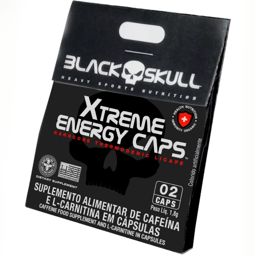 Termogênico Xtreme Energy Caps (L-Carnitina + Cafeína) - 24 Cápsulas - Black Skull