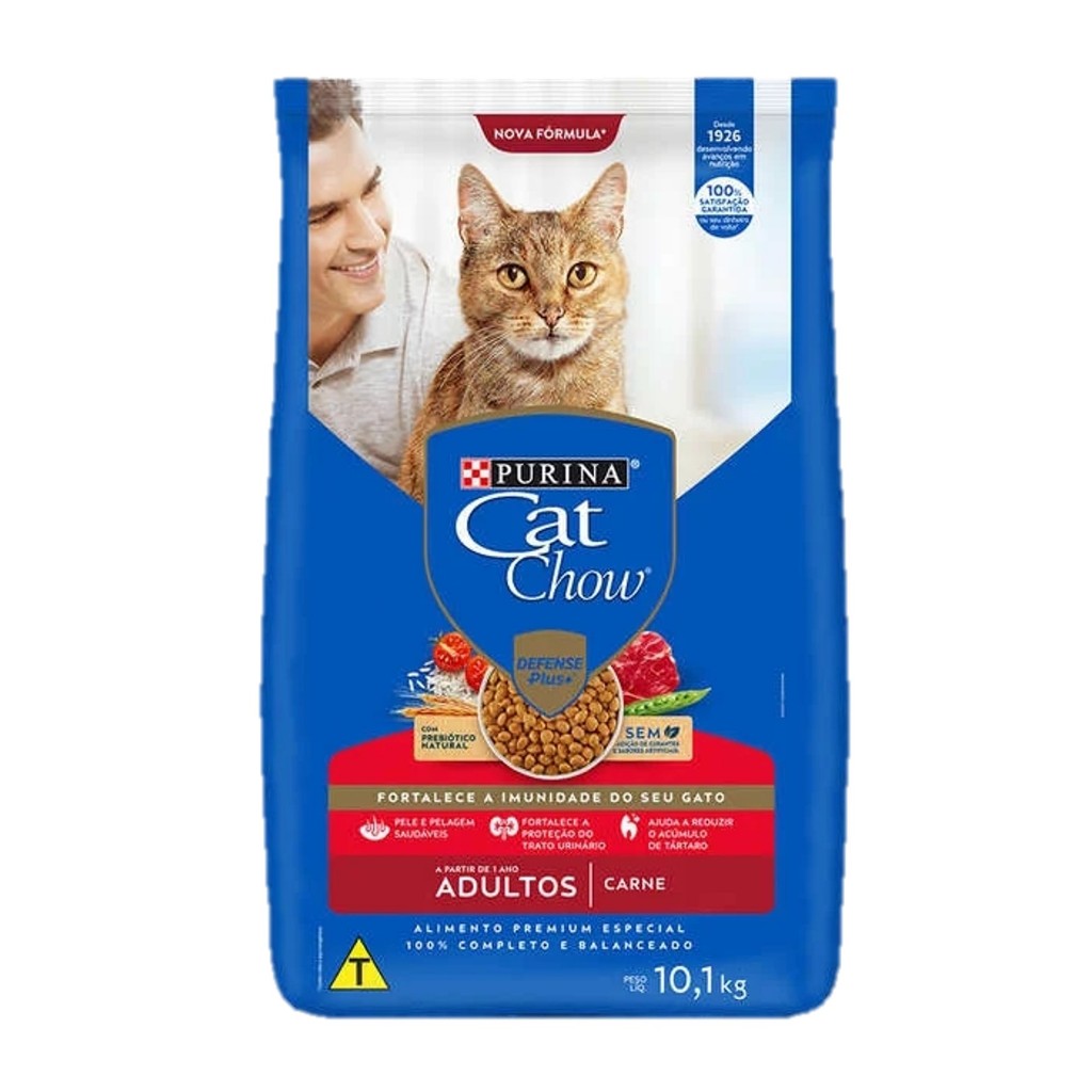 Ração Cat Chow Para Gato Adultos - Sabor Carne 10,1 Kg
