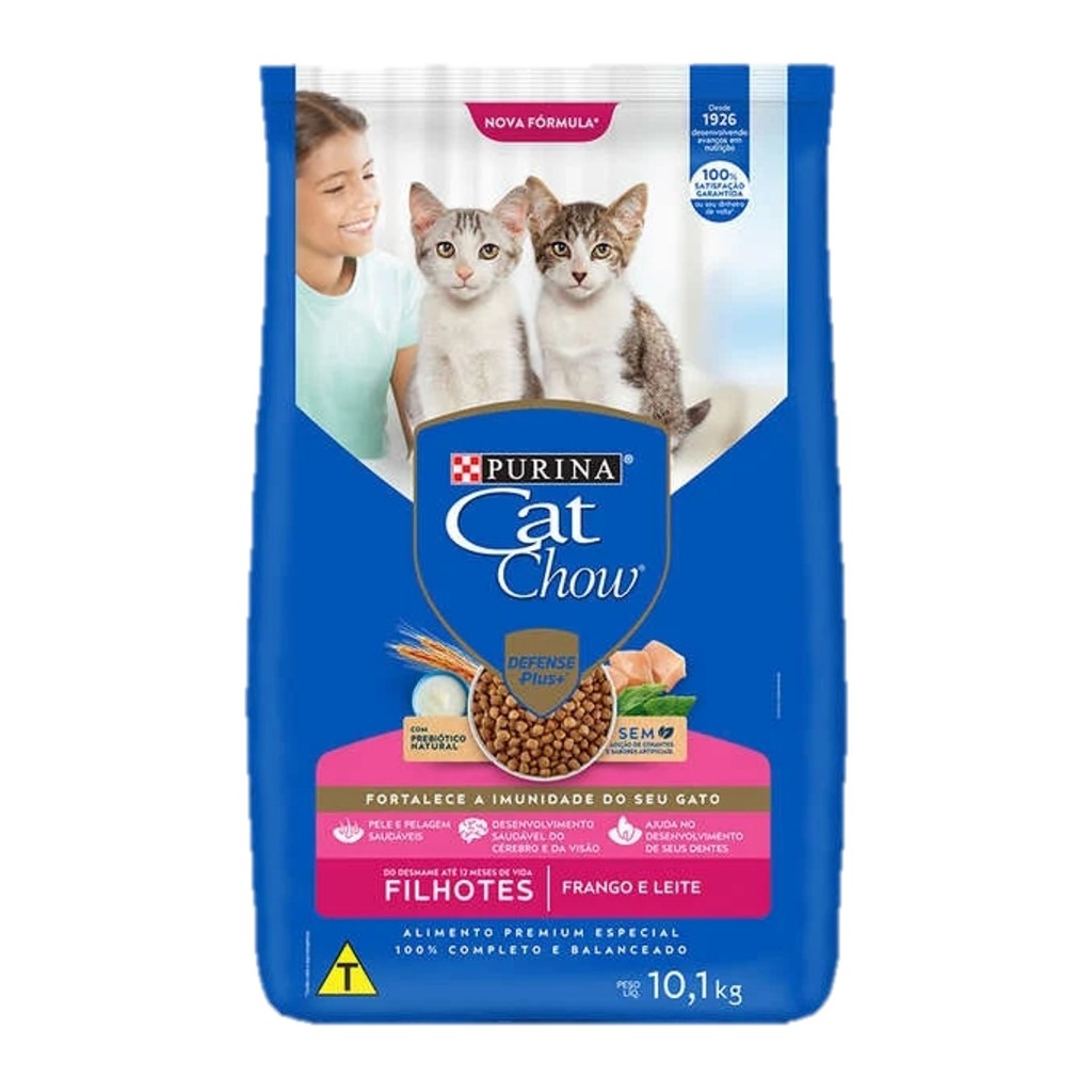Ração Cat Chow Sabor Frango e Leite - Para Gatos Filhotes - 10,1 KG