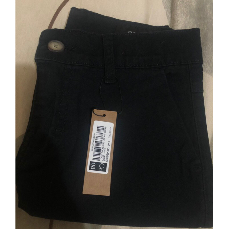 BERMUDA DE SARJA OU BRIM DE MENINO BOLSO FACA COR PRETA LISA 98% ALGODÃO E 02% ELASTANO INFANTIL E JUVENIL MARCA OGOCHI