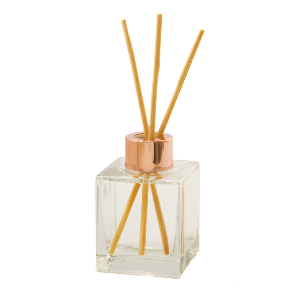 Frasco  de vidro cubo 100ml para difusor aromatizador de ambiente com tampa luxo e varetas em Oferta na Shopee