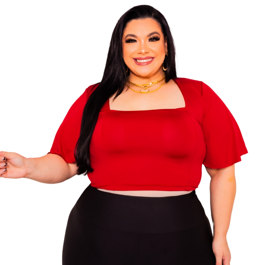 Cropped Manguinha Blusinha Feminina Blusa Plus Size