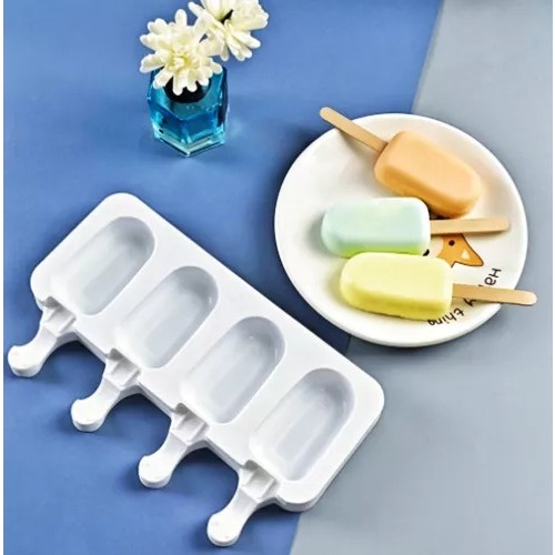 Forma Sorvete Silicone Para Picolé C/ 50 Palitos Festa 4 PICOLE sem/tampa
