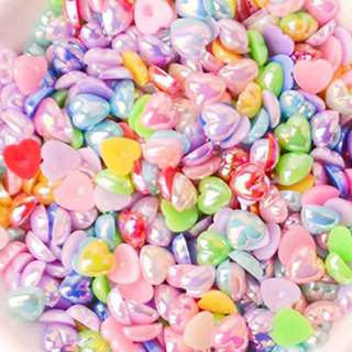 Meia Pérola Coração Irizada ABS Colorido 4MM 10MM Cor AB em Oferta na Shopee