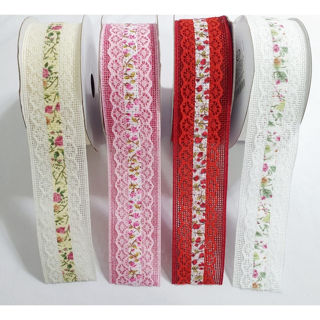 FITA DE JUTA DECORATIVA COM RENDA FTJ-63 - POR METRO em Oferta na Shopee