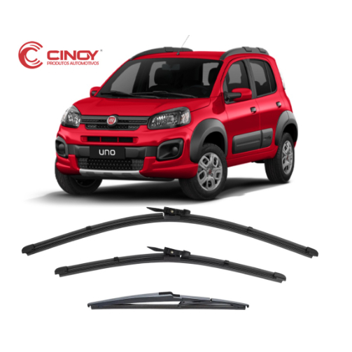 Kit 3 Palhetas Limpador De Parabrisa Dianteiro + traseiro Novo Uno Way Ano 2015 Até 2022 em Oferta na Shopee