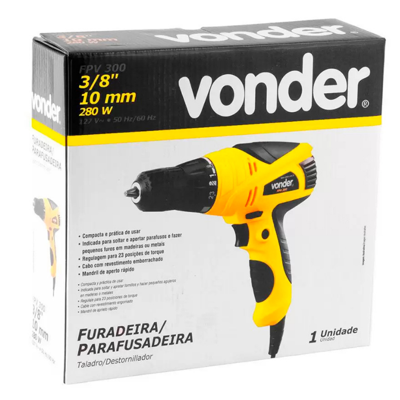 Detalhes do Furadeira e Parafusadeira 3/8 FPV300 220V - Vonder