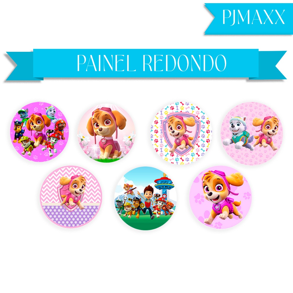 Capa Para Painel Redondo Temático Patrulha Canina Sky Cachorro Malha Tecido Para Festa Aniversario Infantil Crianças em Oferta na Shopee