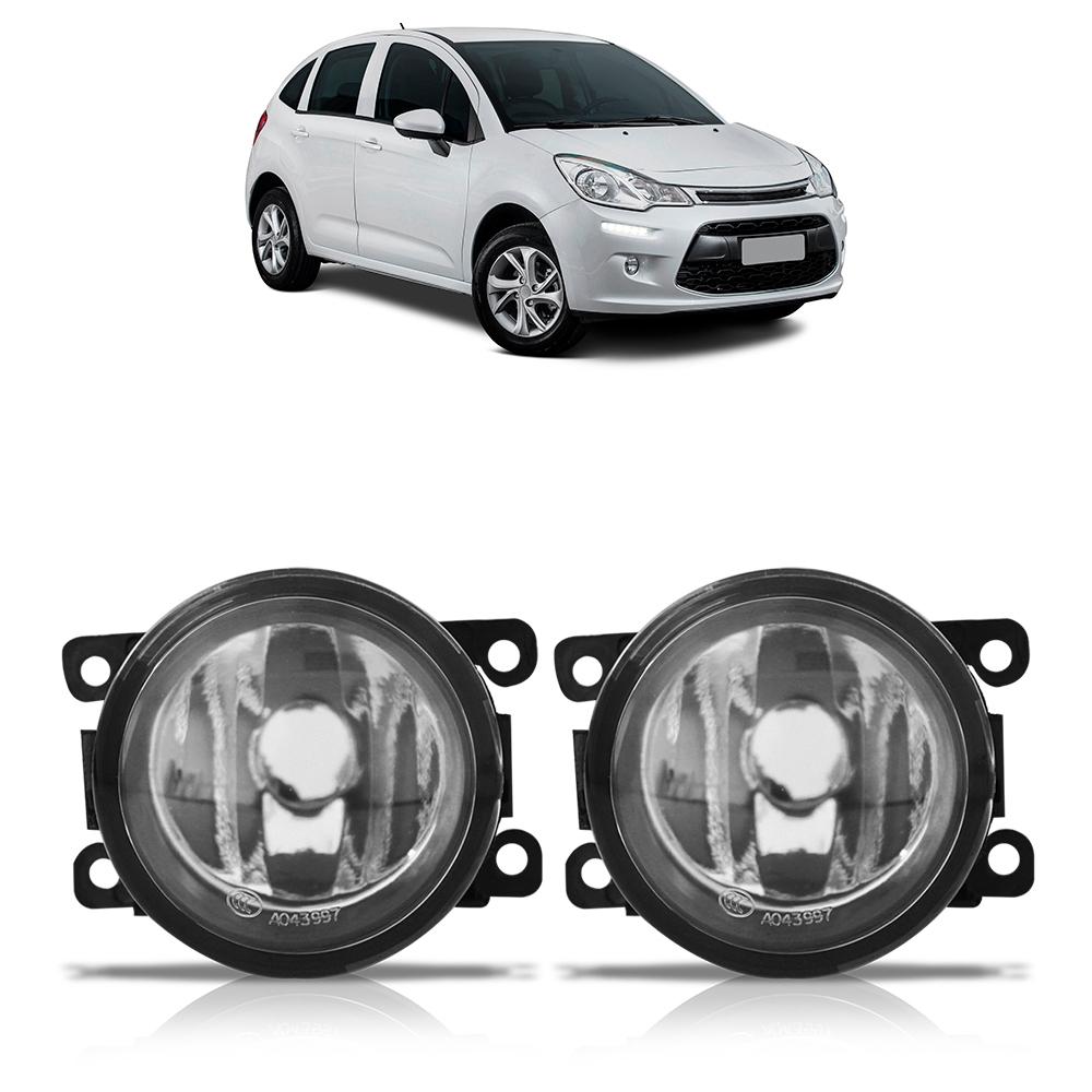 Farol Milha Auxiliar C3 2009 2010 2011 2012 2013 2014 2015 2016 2017 2018 2019 2020 Lente Lisa Vidro - Spare Parts and Accessories for Vehicles