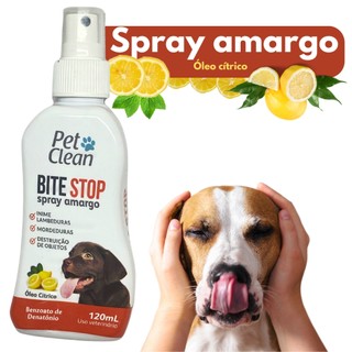 Bite Stop Pet Clean 120ml Spray Amargo Adestrador Anti lambida Mutilação e Destruição de Objetos