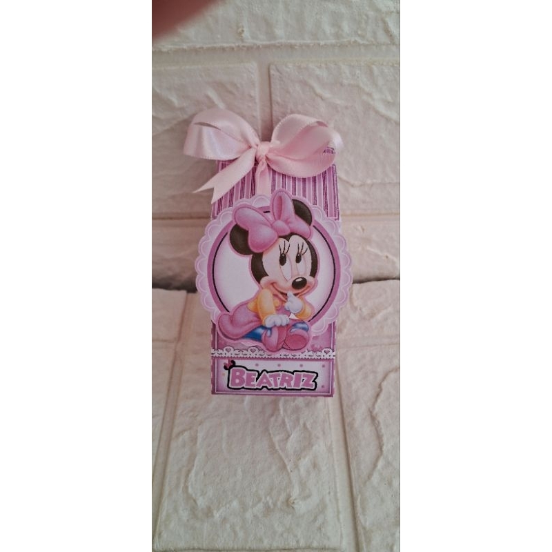 Minnie Rosa Baby lembrancinha de aniversário kit festa 30 peças personalizados Minnie caixinhas para aniversário da Mini
