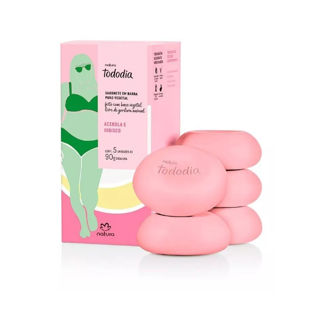 Sabonete Natura Tododia Acerola E Hibisco 5 Unidades De 90g