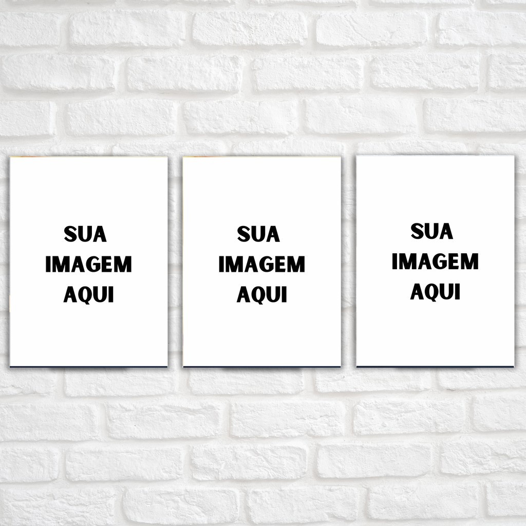 Quadro Decorativo 3 Peças 50X30 personalizado com sua foto Presente Casal, Aniversário, Casamento