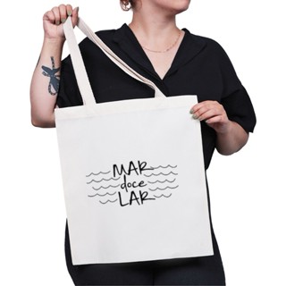 Bolsa Sacola Praia EcoBag Algodão Cru Lisa e Estampada
