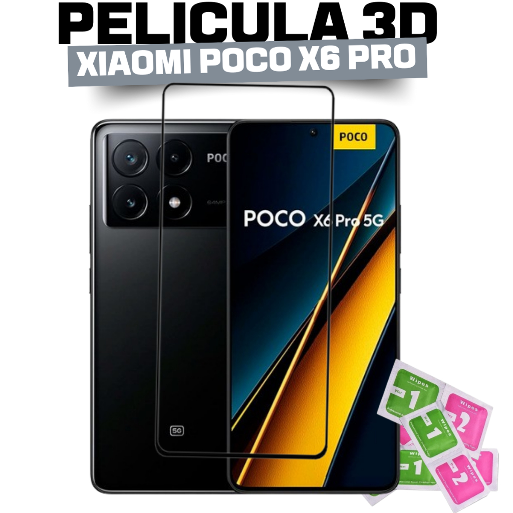Kit Película Vidro Temperado Para Xiaomi Poco X6 5g / Poco X6 Pro 5g em Oferta na Shopee