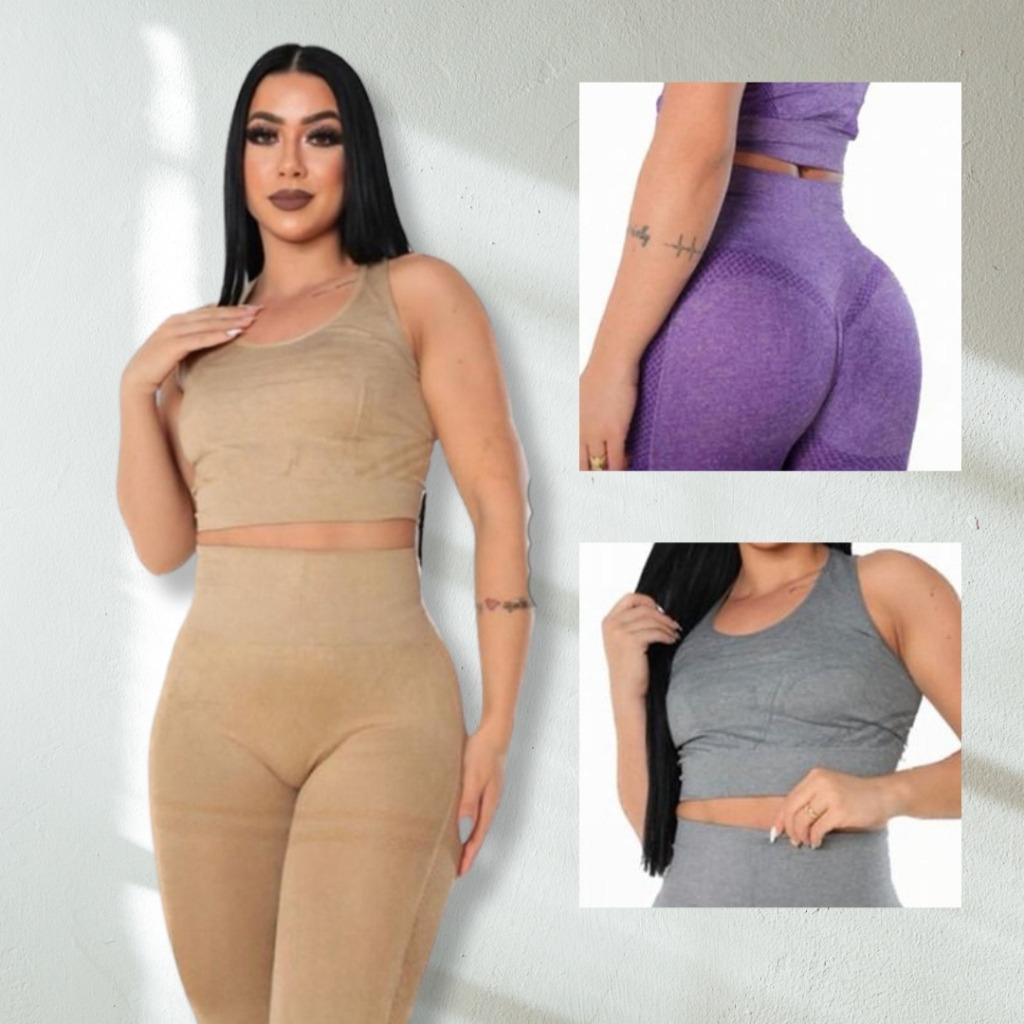 conjunto calça legging + top modelos qualidade importadas legging academia levanta bumbum tendência