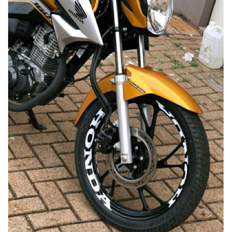 8 Adesivos Honda Escrita Aro Moto Roda Liga Leve 160 Fan Start Titan