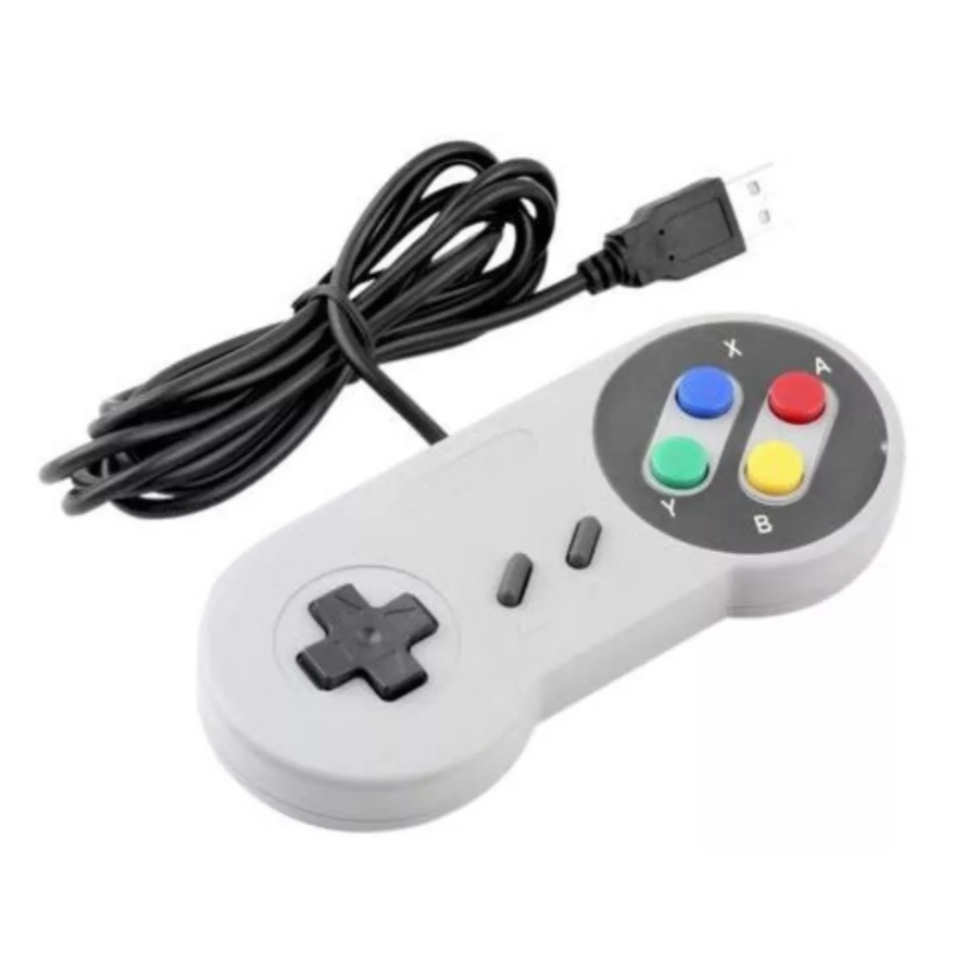 Controle Nintendo Snes Usb Para Pc Windows Mac Linux Cor Cinza