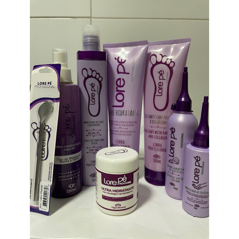 kit completo lore pé  profissional kit amolecedor de calos e rachaduras em Oferta na Shopee