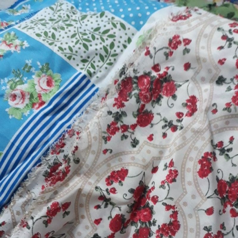 Retalhos  GRANDES(1 quilo) de tecidos/malha  para lençol, colchas em Oferta na Shopee