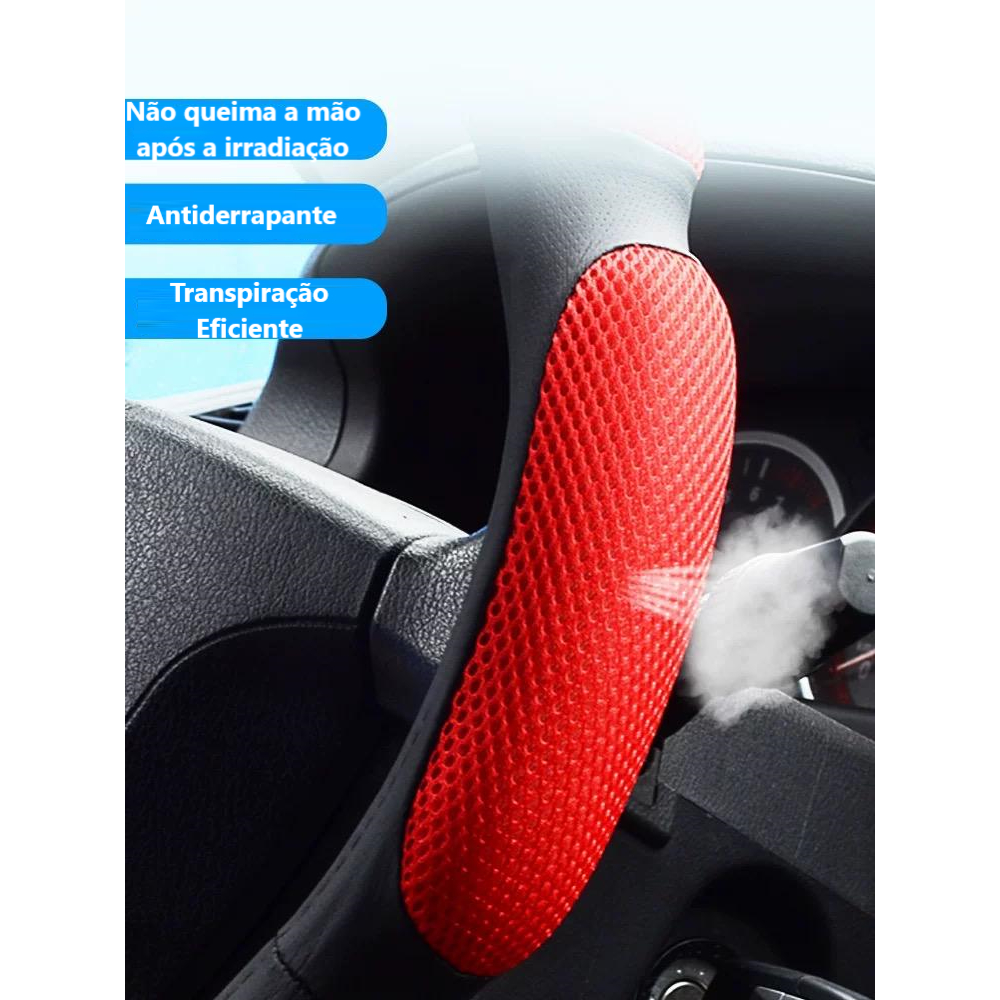 Capa Para Volante De Carro Antiderrapante Fibra de Carbono Respirável Esponja Almofada Universal 38cm · foto 2
