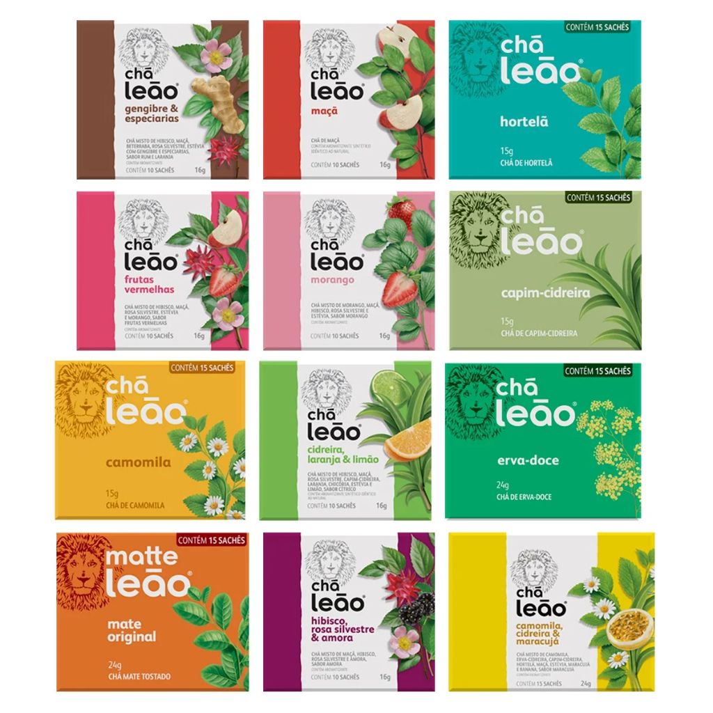 Kit Chá Leão Premium - 12 Caixas 150 Sachês Embalados Individualmente