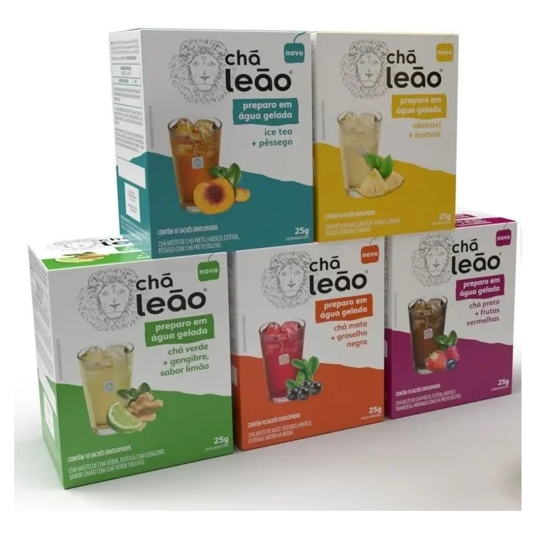 Kit 5 Chás Leão Preparo Em Água Gelada