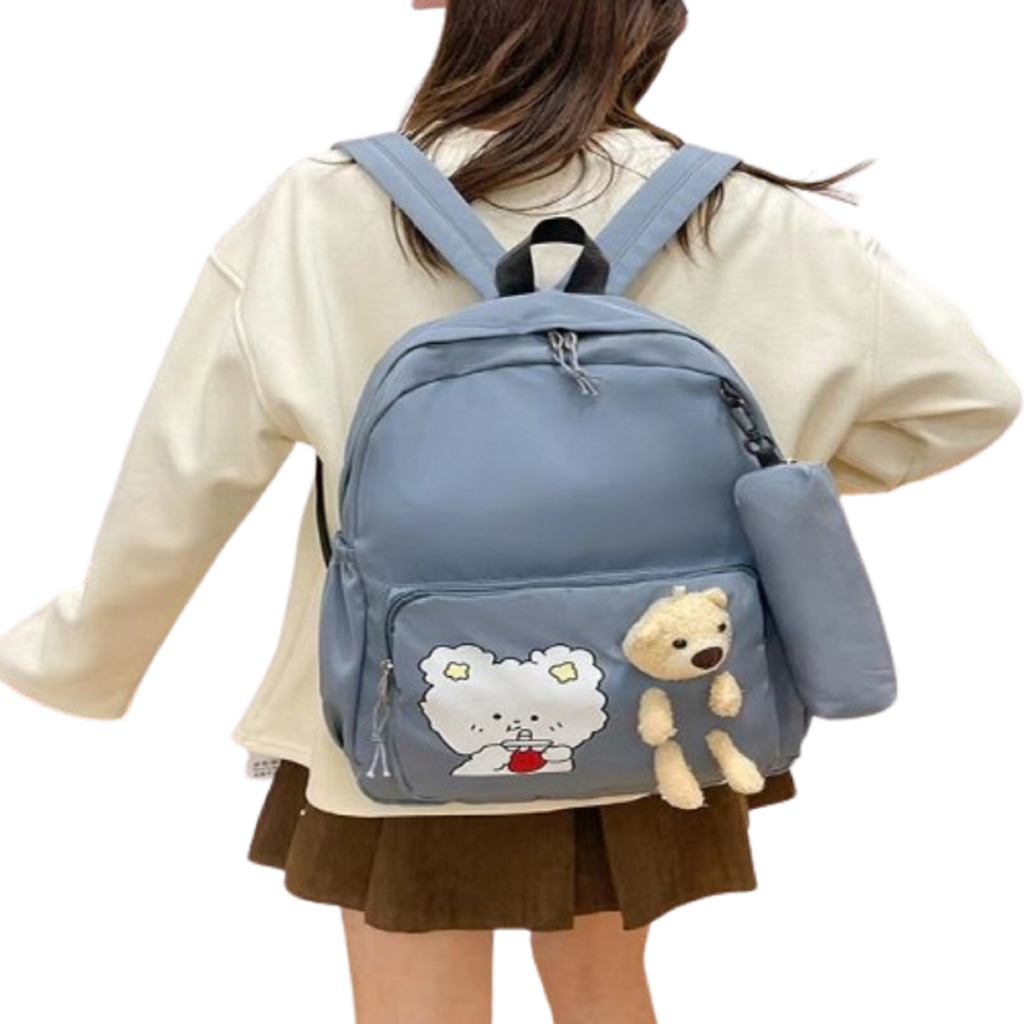 Mochila Escolar Bolsa Fofa Com Ursinho Pelúcia Infantil RC-8046