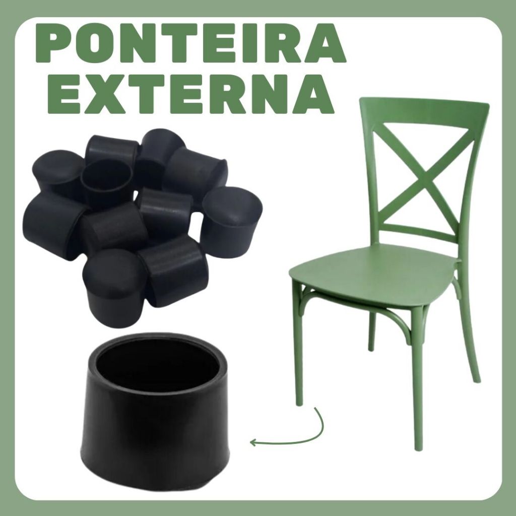 Ponteira Protetora para Pés de Cadeira Tubular - Conjunto de 20 Peças