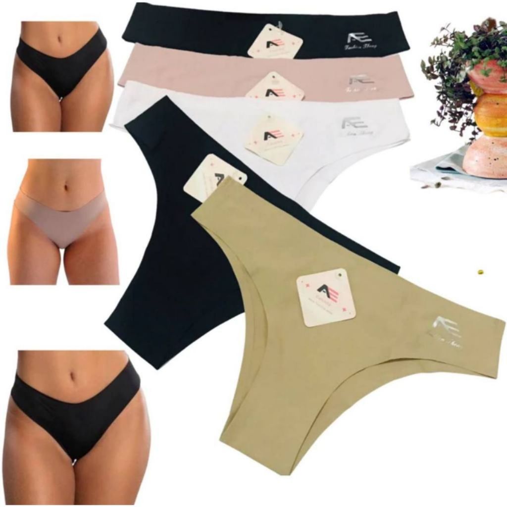 kit C/3 Calcinha Tanga Sem Costura Tanga Básica Cores Sortidas