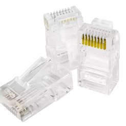 Kit 100 Conector RJ45 8X8 Cat5 Banho De Ouro Cabo Perfeito Para Redes NÃO VAZADO