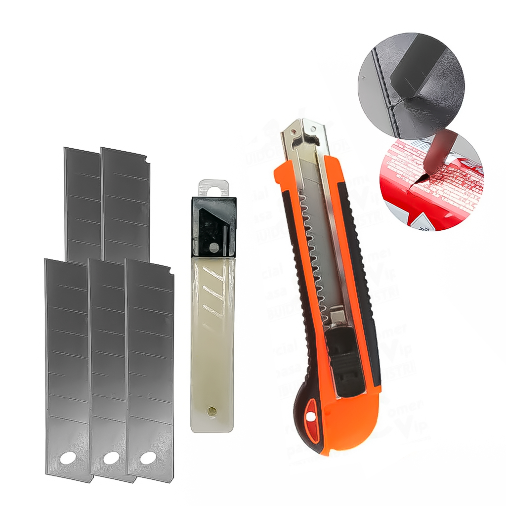 Estilete Emborrachado Profissional De Alta Qualidade + 8 Lâminas Feitas Em Aço Carbono - Stationery