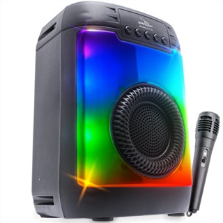 Caixa De Som Amplificada Bluetooth Painel LED RGB Microfone Karaokê USB SD Radio Fm Mp3