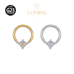 Piercing Orelha Nariz Argola Titânio PVD Clik Zircônia Cravejada