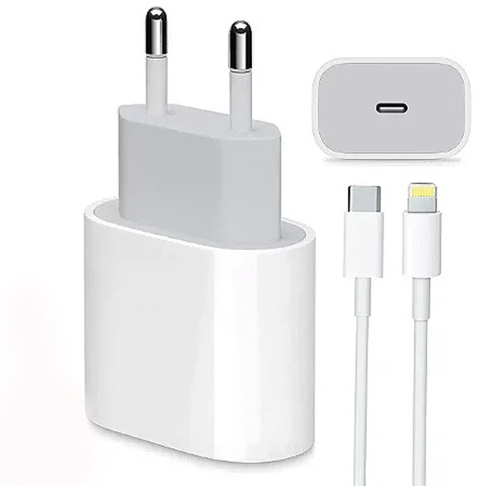 Kit Carregador Para Iphone Fonte Turbo 20W + Cabo USB-C Lightning Certificado Anatel